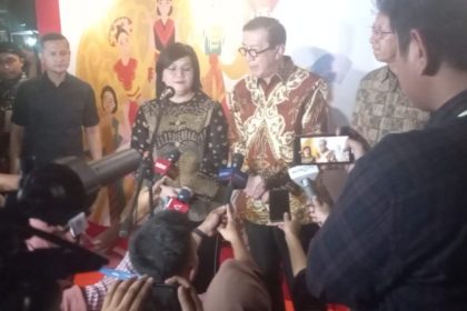 Menteri Hukum dan HAM, Yasonna H Laoly, memberikan keterangan kepada wartawan pada peringatan hari HAM.