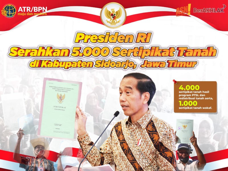 Pamflet berisi rencana pembagian sertifikat oleh Presiden Joko Widodo di Sidoarjo yang sudah tersebar luas.