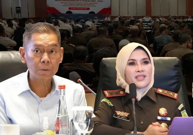 Wakil Ketua Komisi III DPR RI Adies Kadir dan Kajati Jawa Timur Mia Amiati.