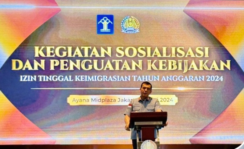 Dirjen Imigrasi Silmy Karim membuka kegiatan 'Sosialisasi dan Penguatan Kebijakan Izin Tinggal Keimigrasian' di Jakarta.