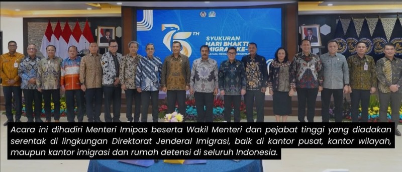 Jajaran Imigrasi mengikuti kegiatan puncak Hari Bhakti Imigrasi ke-75 bersama Menteri Imigrasi dan Pemasyarakatan, Agus Andrianto. 