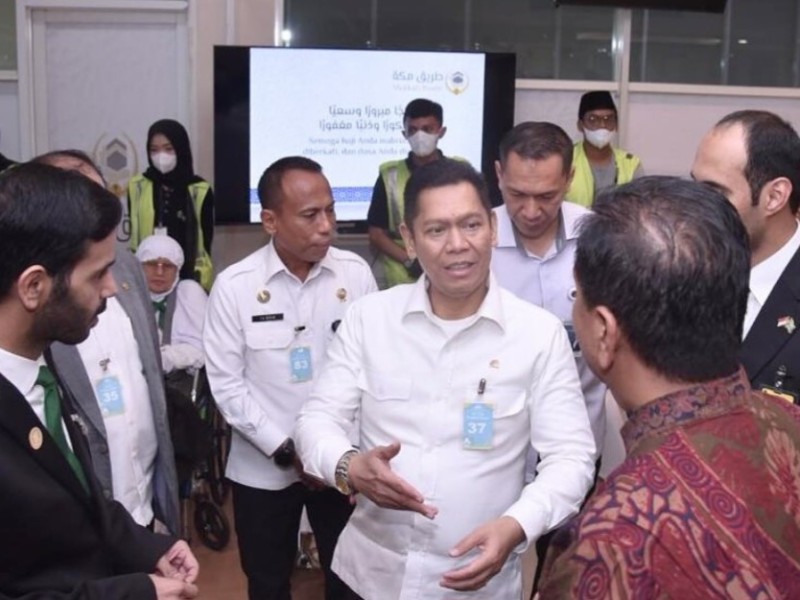 peninjauan langsung terhadap pelaksanaan layanan Makkah Route di Bandara Internasional Adi Soemarmo, Solo,