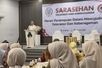 Anggota Komisi A DPRD Jatim, Freddy Purnomo memberikan sambutan di acara sarasehan HWK Jatim.