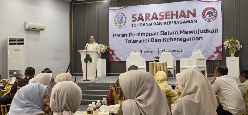 Anggota Komisi A DPRD Jatim, Freddy Purnomo memberikan sambutan di acara sarasehan HWK Jatim.