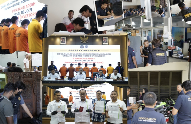 Bidang Intelijen dan Penindakan Keimigrasian (Intelfakim) Kantor Imigrasi Kelas I TPI Surabaya menggelar operasi gabungan dan jumpa pers hasil tangkapan orang asing melanggar.