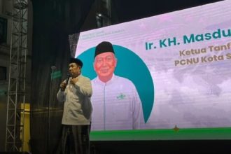 Ketua Tanfidziyah PCNU Kota Surabaya, Ir KH Masduki Toha, saat membuka rangkaian acara Hajatan Nusantara di Balai Pemuda Surabaya,