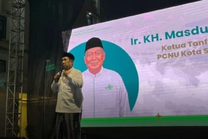 Ketua Tanfidziyah PCNU Kota Surabaya, Ir KH Masduki Toha, saat membuka rangkaian acara Hajatan Nusantara di Balai Pemuda Surabaya,
