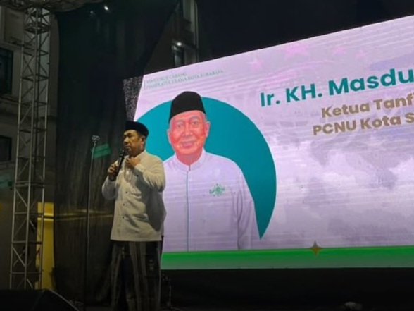 Ketua Tanfidziyah PCNU Kota Surabaya, Ir KH Masduki Toha, saat membuka rangkaian acara Hajatan Nusantara di Balai Pemuda Surabaya,