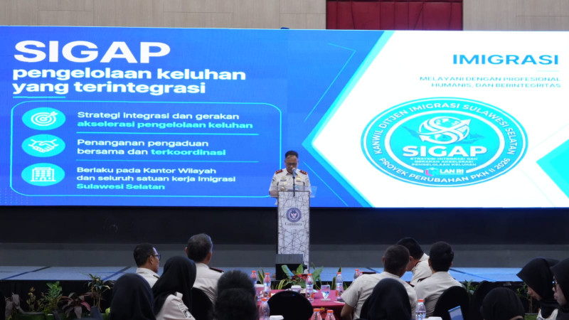 Imigrasi Sulsel menggelar Program Quick Win Penguatan Penyelenggaraan Fungsi Keimigrasian, dan implementasi SIGAP yang digelar di Hotel Gammara, Makassar, Jumat-Minggu (28-30/8/2026).