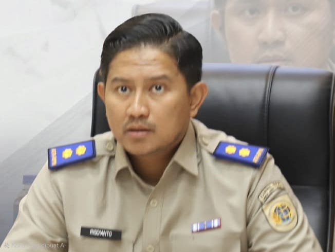Kepala Bagian Tata Usaha Kanwil BPN Jatim, Risdianto Prabowo Samodro, saat memimpin rapat evaluasi penanganan pengaduan di ruang rapat Tata Usaha, Senin (7/9/2026).